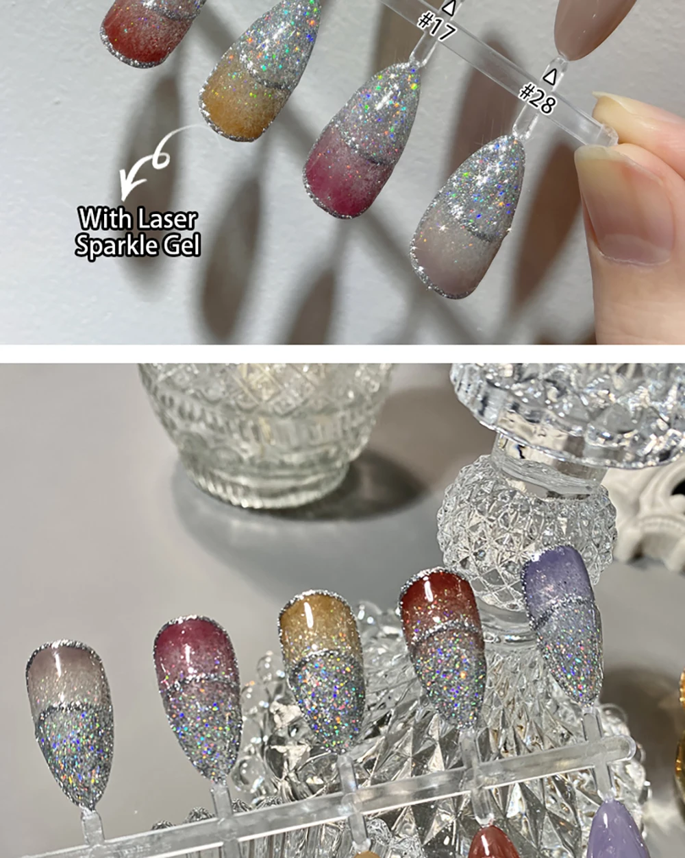 Vendeeni 6 Stück/Set Laser-Glitzer-Gel-Nagellack UV LED Soak-Off Gel-Lack Super-Flash-Gel-Lack Kann mit Jeder Grundfarbe Kombiniert Werden – Detail 8