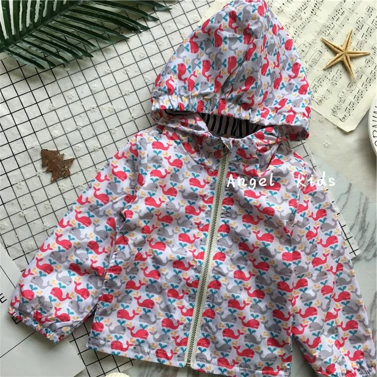 Tonytaobaby Autumn and Winter New Style Baby Girl Whale Flower and Thin Velvet Assault Coat Hooded Coat