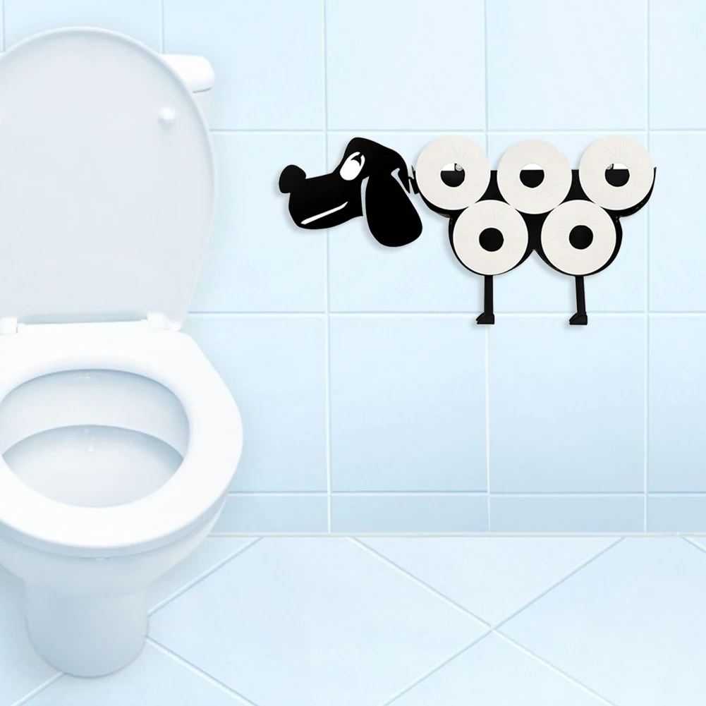 Domba/Anjing Dekoratif Pemegang Kertas Toilet Besi Lucu Berdiri Bebas Tempat Penyimpanan Tisu Kamar Mandi Rak Kertas Gulungan Toilet