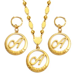 Anniyo Hawaiian Cursive Letters Pendant Initial Chain for Women Ball Beads Necklaces Guam English Jewelry Girls #135006