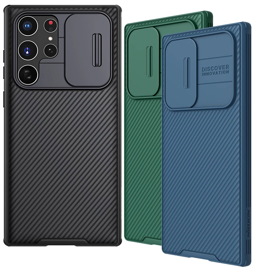 Funda Nillkin para Samsung Galaxy S22 Ultra / S22+ /S22 Plus, funda protectora deslizante a la moda, protección de cámara, protección de privacidad, textura 3D trasera