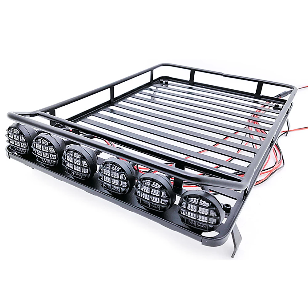 Metal Roof Rack Luggage Carrier with Light Bar for 1/10 RC Crawler D90 Axial SCX10 90046 90047 Jeep Traxxas Trx4 luggage Rack