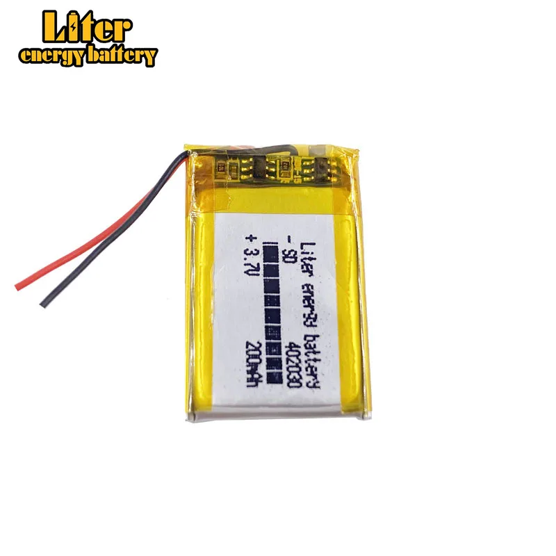 3.7V,200mAH, 402030 Polimerowy akumulator litowo-jonowy / litowo-jonowy do zabawek, POWER BANK, GPS, mp3, mp4, telefonu komórkowego, głośnika