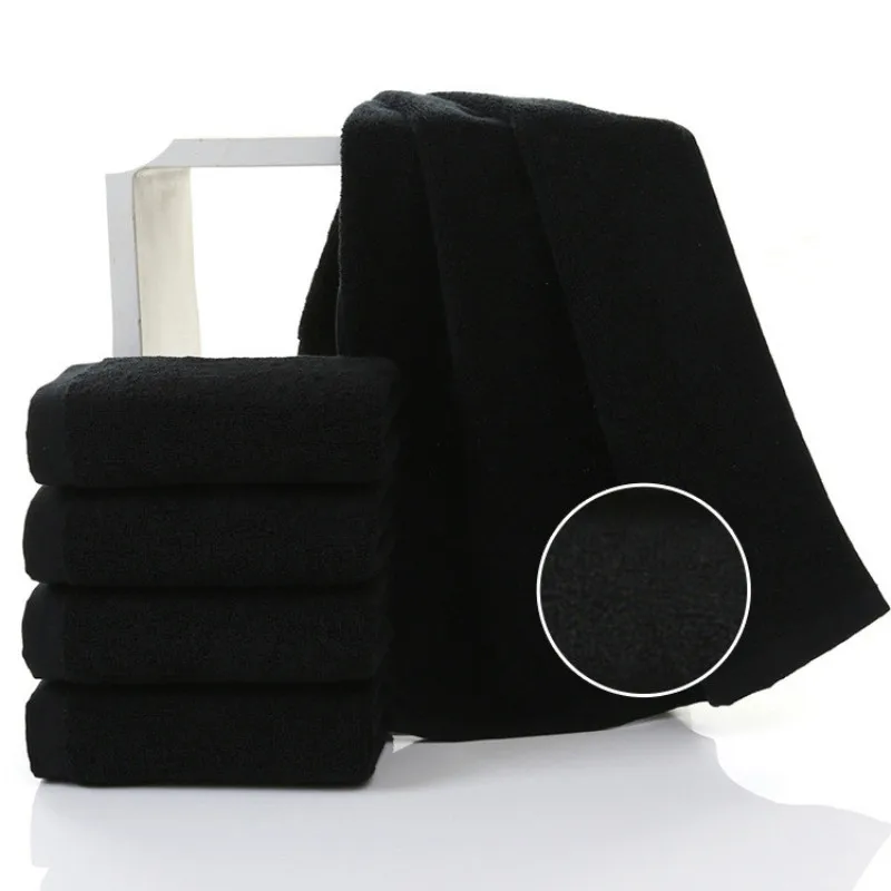 Cottonnon-fading Black Towel Soft Bamboo Fiber Towel Thickened Absorbent Black Towel For Home Hotel Beauty Salon