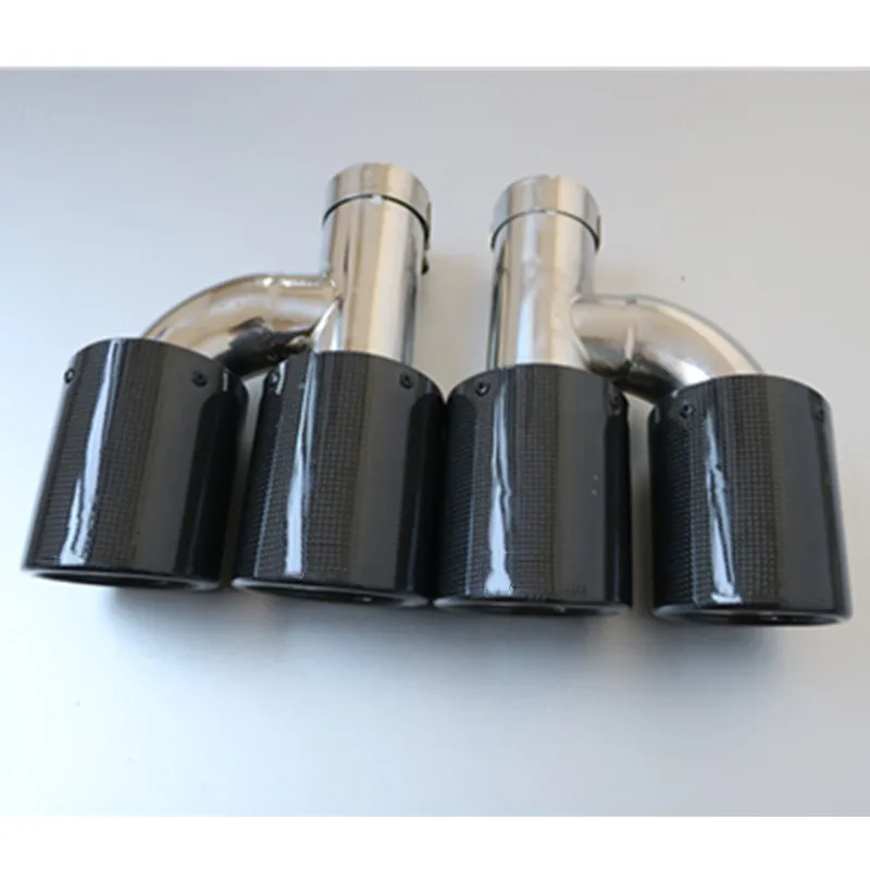 1 Pair: Car exhaust pipe H Model Carbon Exhausts Dual End Tips Exhaust Dual Muffler Pipes Tail Tips