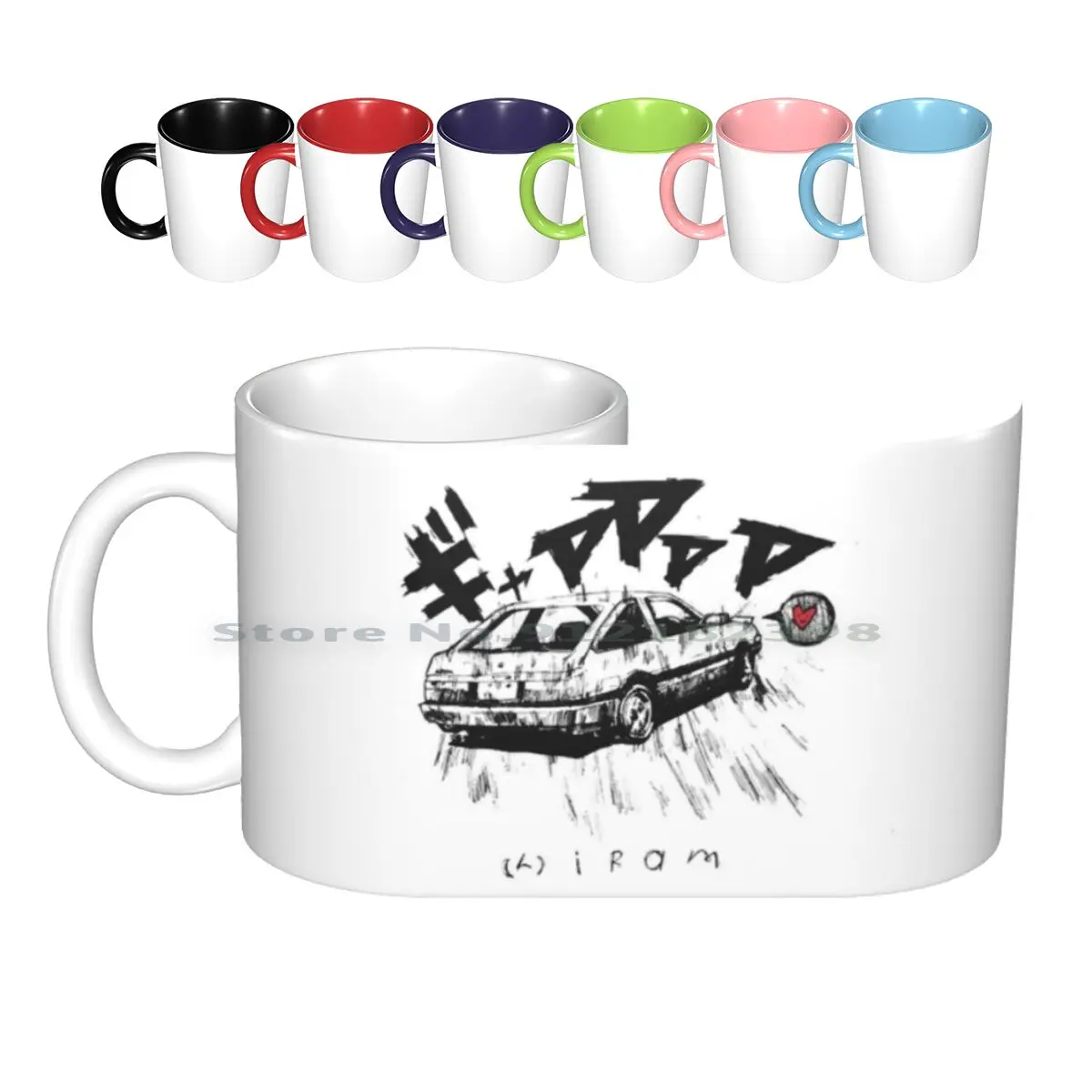 Initial-H Ceramic Mugs Coffee Cups Milk Tea Mug Initiald Initial D Anime Drifting Drift Formula D Formula Drift Racing Japan