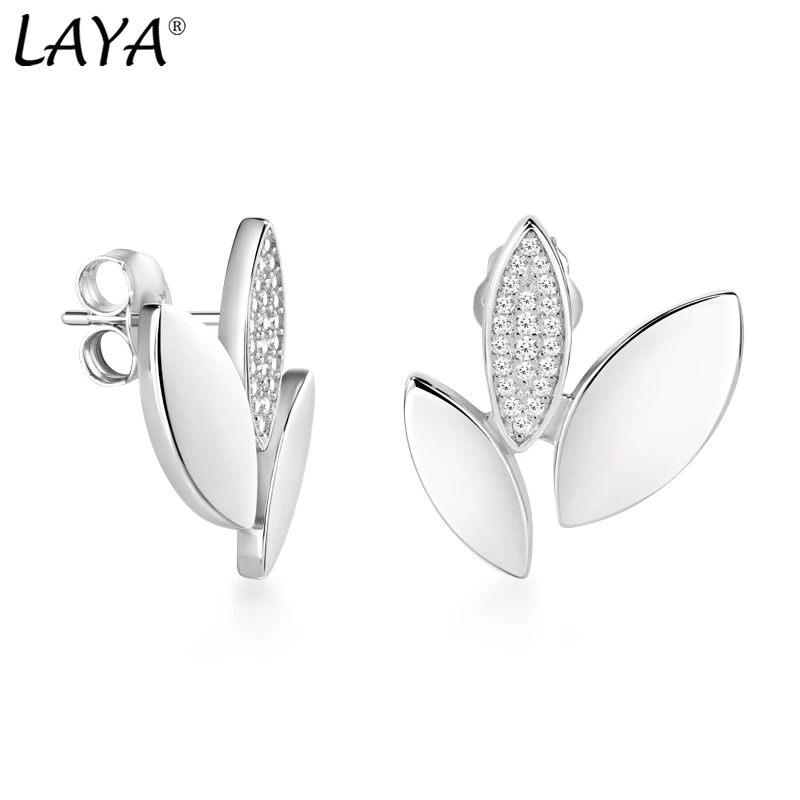 

Laya 925 Sterling Sliver High Quality Zircon Individual Design Fashion Stud Earrings For Women Contracted Jewelry 2021 Trend