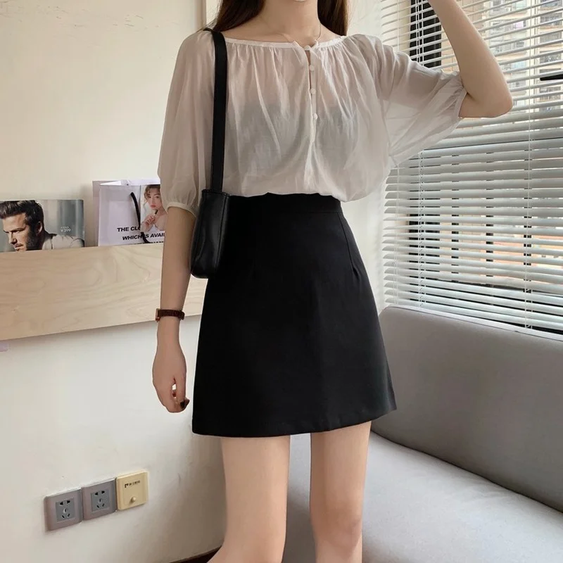 A-line Skirts Women Mini Solid All-match Simple Elegant Fashion Stylish Vintage Aesthetic Popular Female Prevalent Daily Trendy