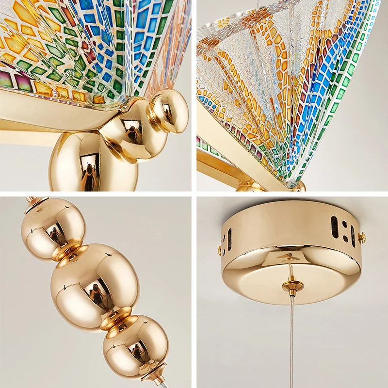 Modern Simple Pendant Lights Colorful LED Butterfly Lamp For Living Dining Room Chandelier Single Head Acrylic Insect