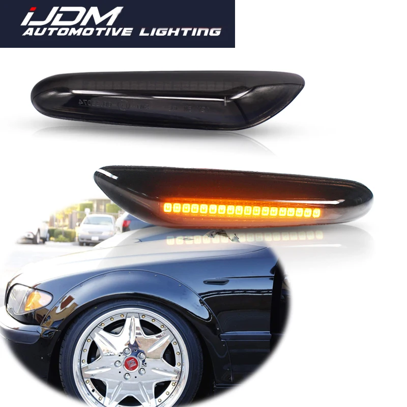 2pcs Amber Side Marker Car Styling Lights Smoked Lens Turn Signal Light Side Indicator Led For BMW E90 E92 E60 E87 E82 12V