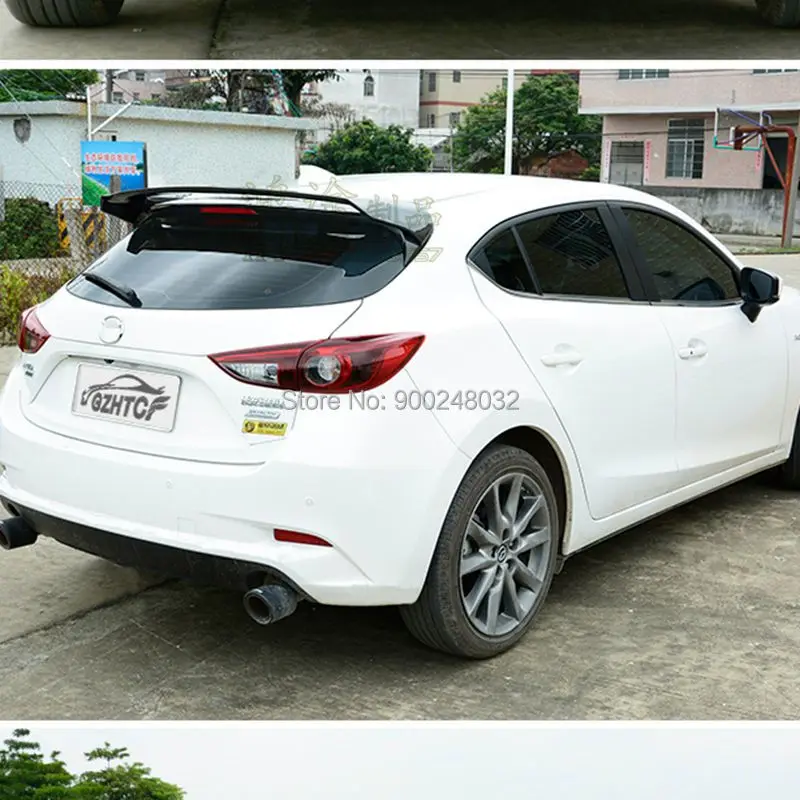 For Mazda 3 AXELA Hatchback 2014-2017 Carbon Spoiler Wing Trunk Lip Boot Cover Car Styling