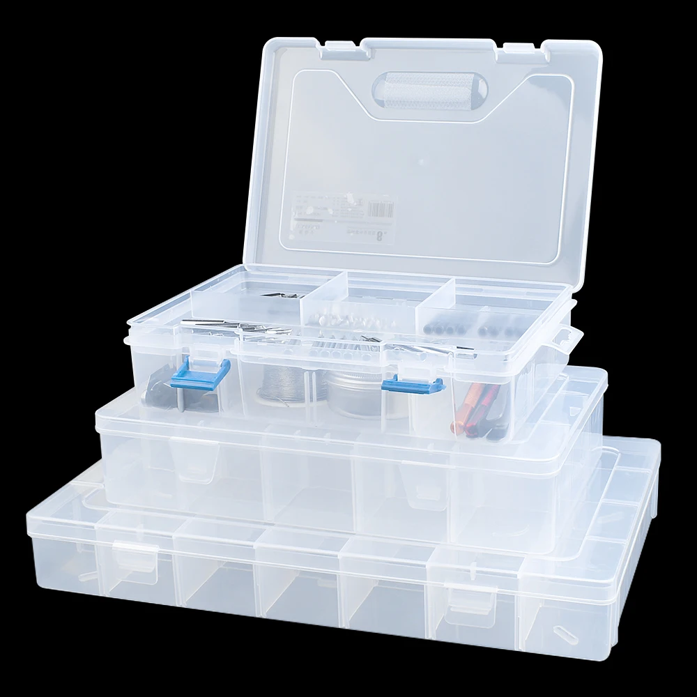 LUXIANZI-Caja de Herramientas de almacenamiento de plástico impermeable, piezas de Metal transparentes portátiles, herramientas de Hardware,