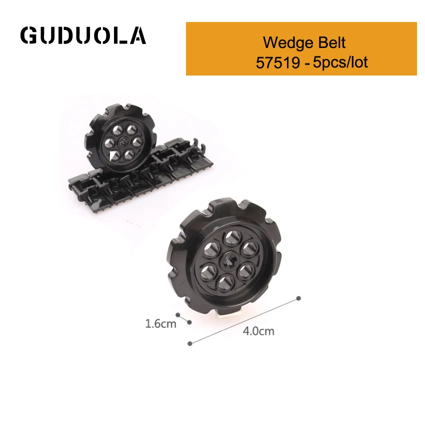 Guduola Parts  Wedge Belt 57519 MOC Building Blcok Gear Assmbles Particles Educational Toys For Children Gift 5pcs/lot