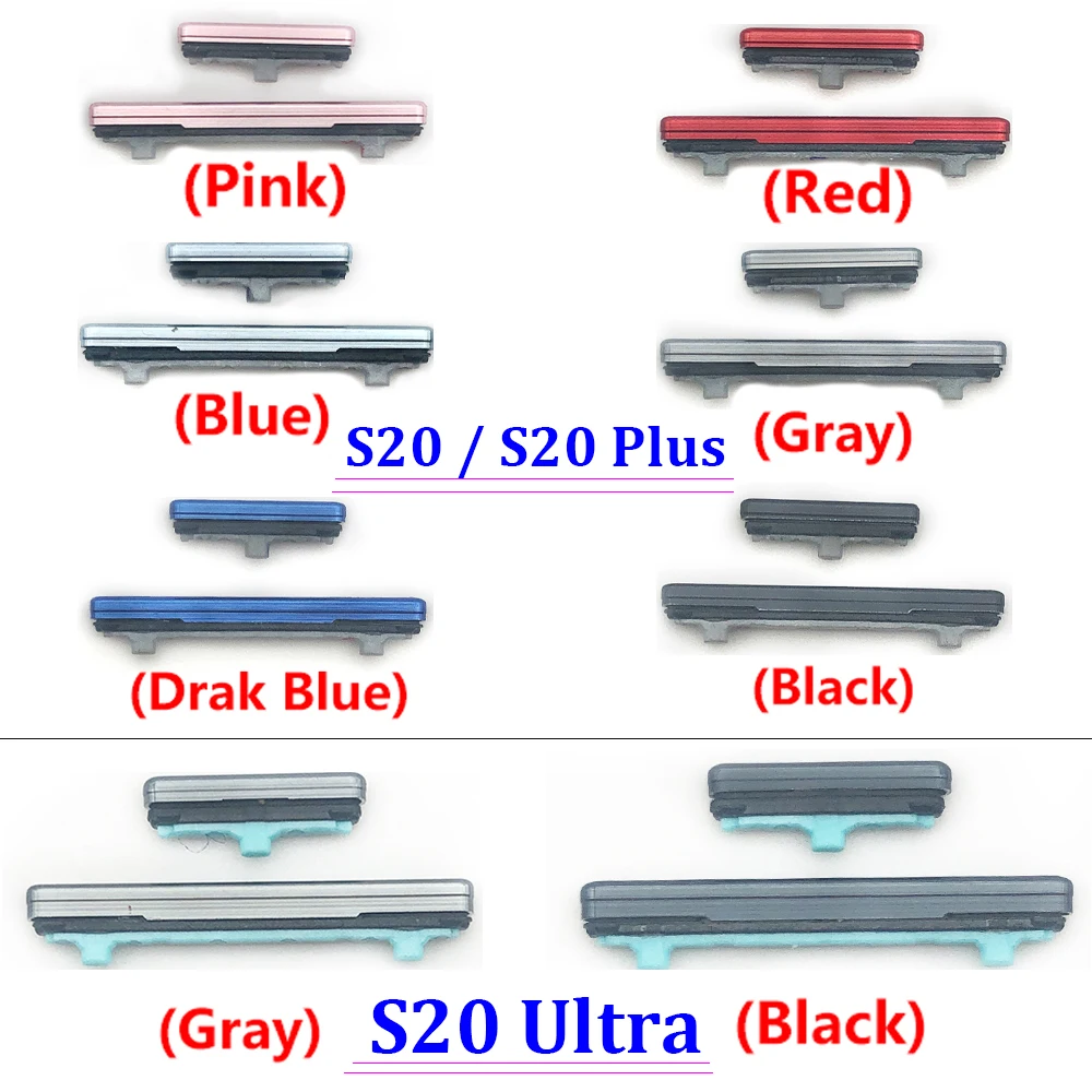 New Side Power Key + Volume Button Key Set Replacement Part For Samsung S20 / S20 Plus / S20 Ultra / S20 Fe