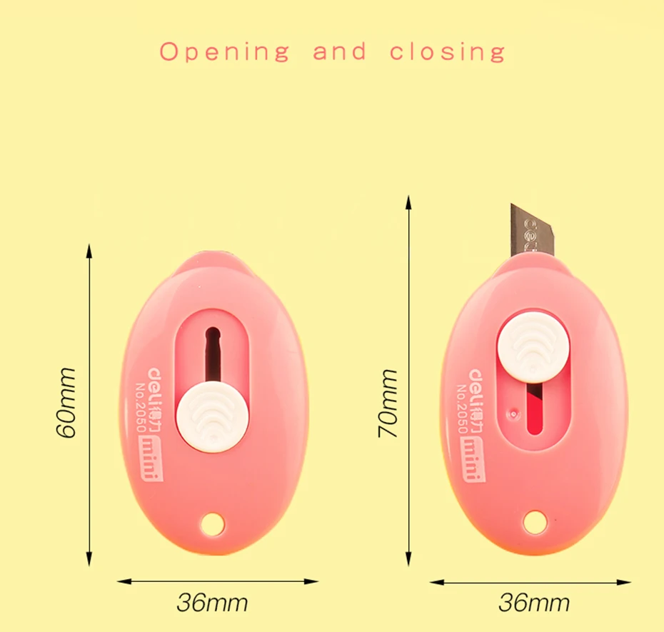 Deli 1/3 stücke Nette Mini Taschenmesser Papier Box Cutter Express Box Auspacken Tragbare Utility Messer Büro Schreibwaren Brieföffner – Detail 4