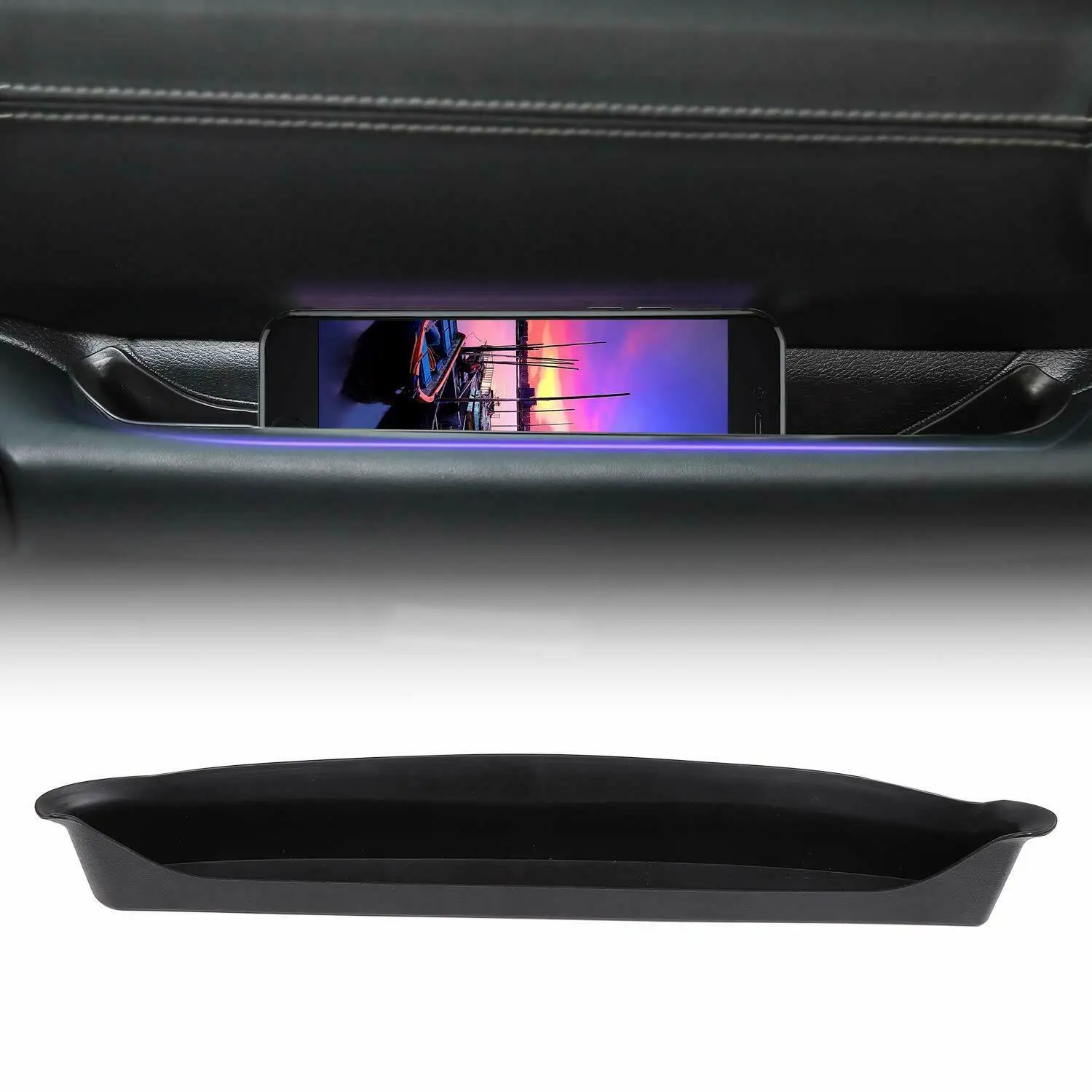 

Passenger Grab Handle Storage Box Storage Tray Organizer Black for Wrangler JL JLU 2/4 Door (2018-2019JL JLU)