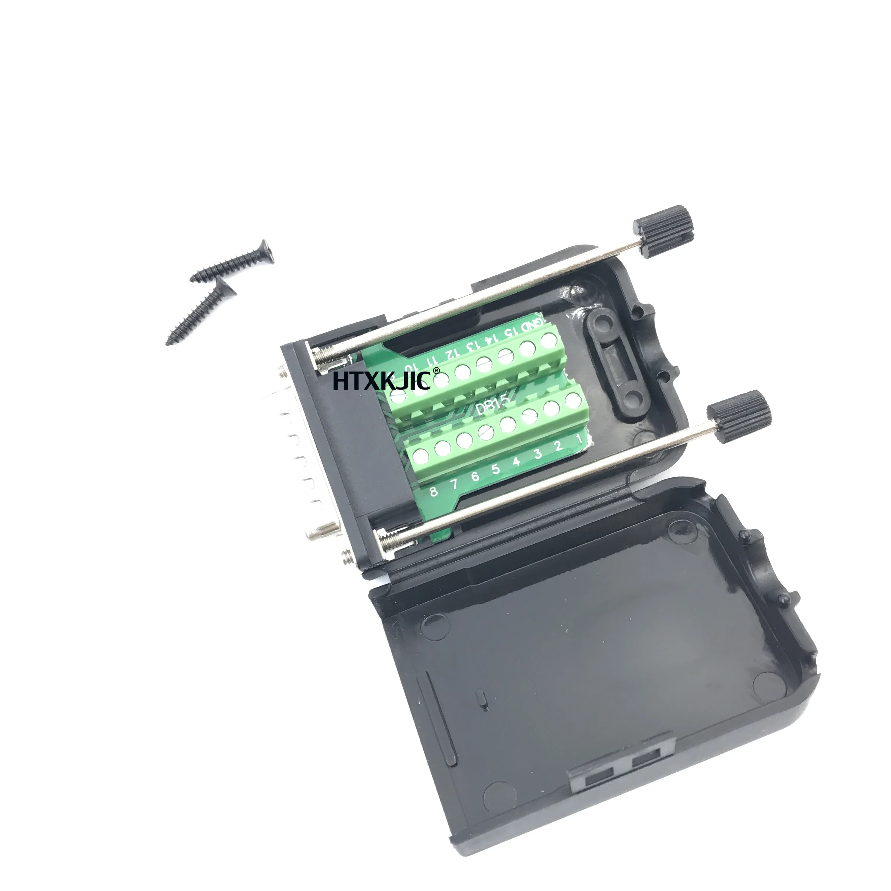 DB15 موصلات D-SUB أنثى ذكر 2 صف 15 دبوس التوصيل اندلاع محطات مجلس برغي ربط نوع الجوز غطاء بلاستيكي أسود