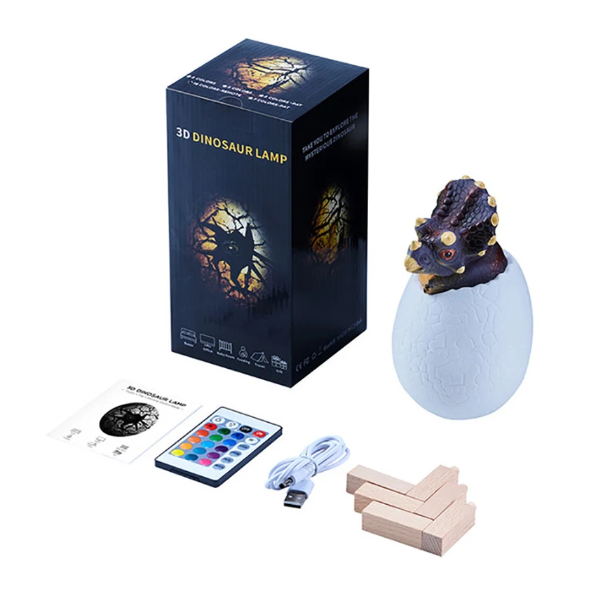 Luce notturna dinosauro 3D per ragazzi, 3 colori/16 colori con telecomando, luce notturna a LED dimmerabile, lampada giocattolo 3D Nightnight