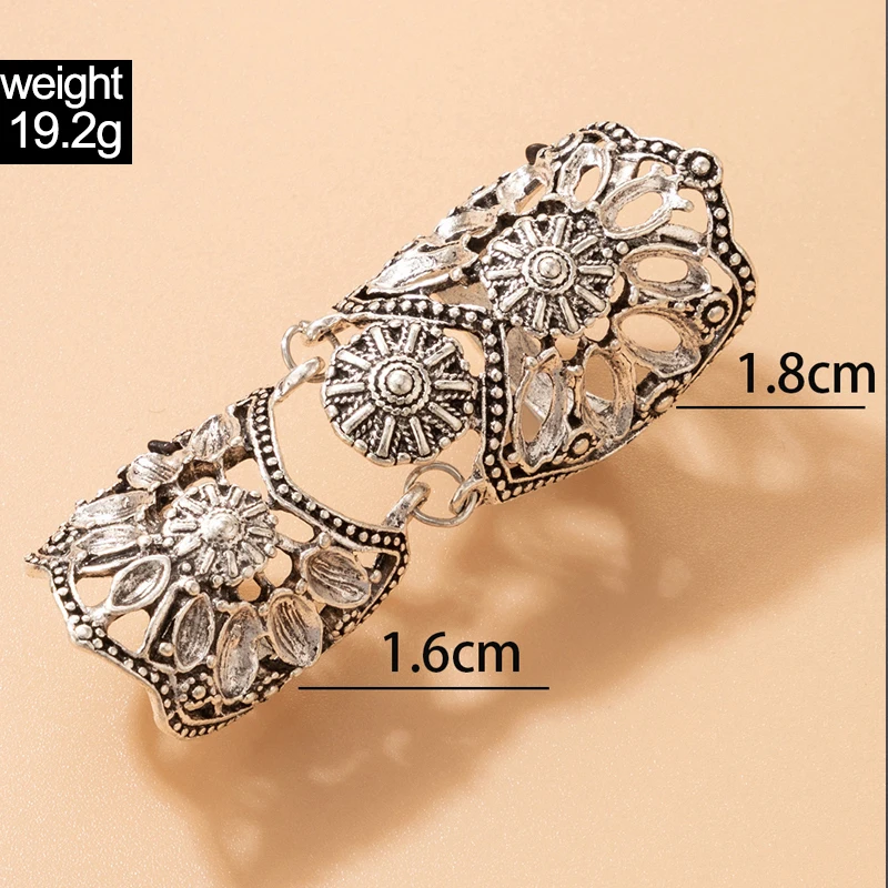 Tocona Retro Ancient Silver Color Hollow Flower Knuckle Rings for Women Men Punk Geometry Carving Alloy Party Jewelry Anillo