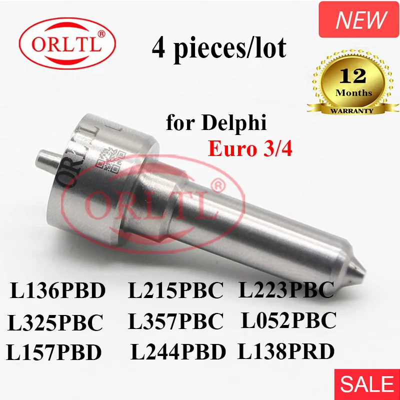 

4pcs L157PBD L136PBD L215PBC L053PBC L244PRD L138PBD L223PBC Black Coated Needle Nozzle For Delphi 3/4