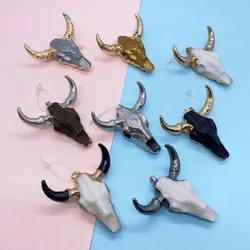 1pcs White Black Brown Acrylic Pendant Bull Head Shape DIY Women Necklace Vintage Charms for Jewelry Making Supplies Accessories