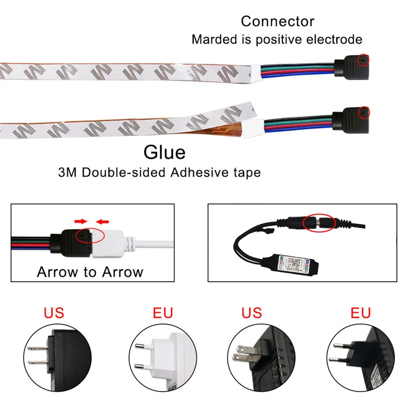 LED Strip Light Flexible Lamp Luces Waterproof RGB 5050 SMD 2835 Ribbon Tape Diode DC12V Infrared Bluetooth WIFI Control Lights