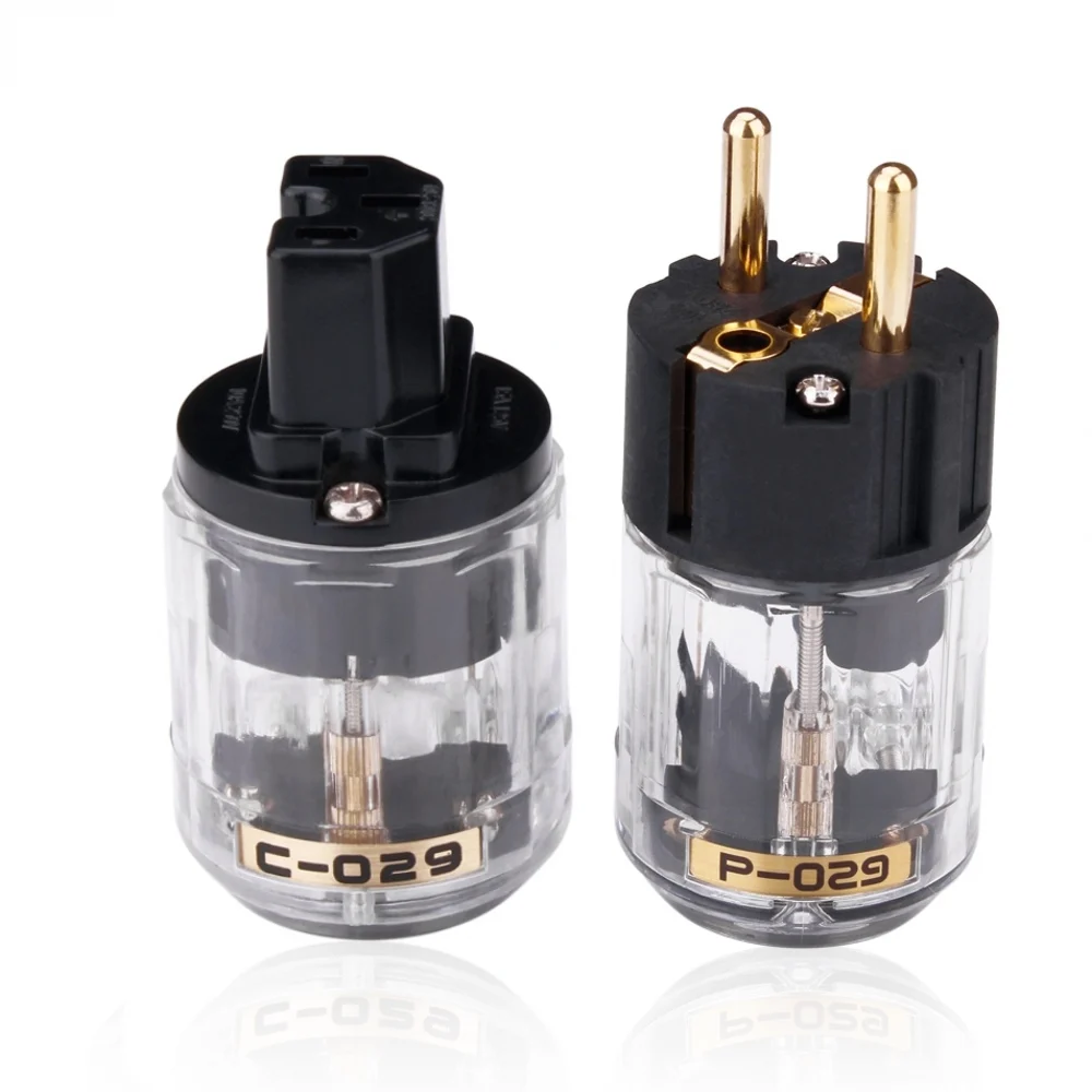 

Gold Oyaide Plated P-029E+C-029 Schuko Power Plug hifi IEC Connector MATIHUR DIY For Audio Pair plug adapter Pair