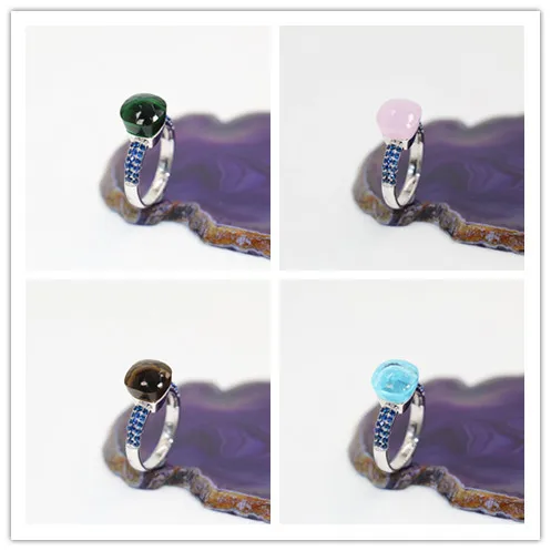 2021 Fashion Summer Stlye Jewelry Of 4 Colours Choose Crystal With Blue Zircon 18K White Gold Plated Ring For Friends Best Gift