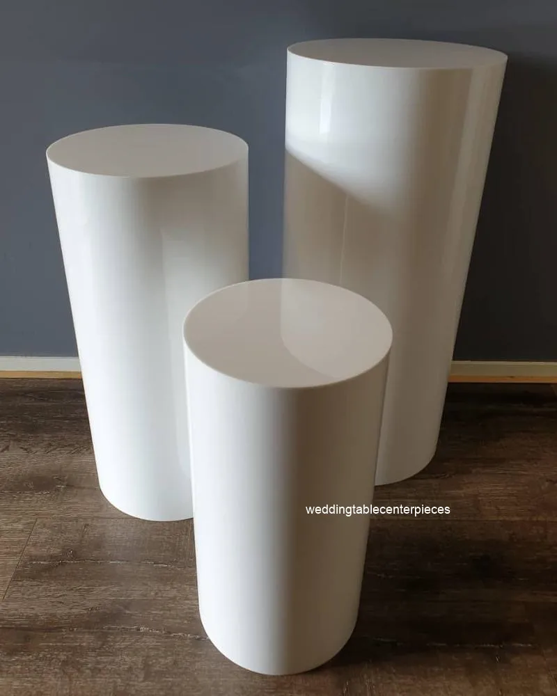 

3pcs/set)Different size White Acrylic Cylinder Pedestal Round Plinth For Wedding Decoration Backdrop senyu1572