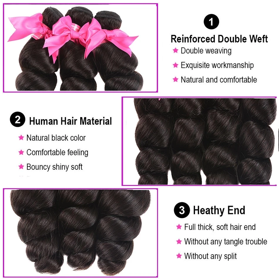 Shuangya Loose Wave Bundles Wholesale Price Deals Brazilian Hair 100% Human Hair Virgin Hair Natural Color Hair For Black Women