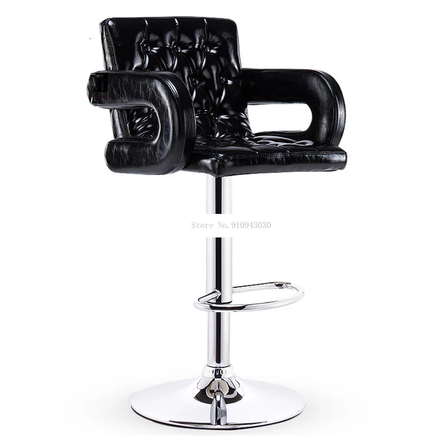 Fashion Modern Bar Counter Chair PU Leather Soft Sponge Seat High Footstool Lifting Swivel Barchair With Backrest and Armrest