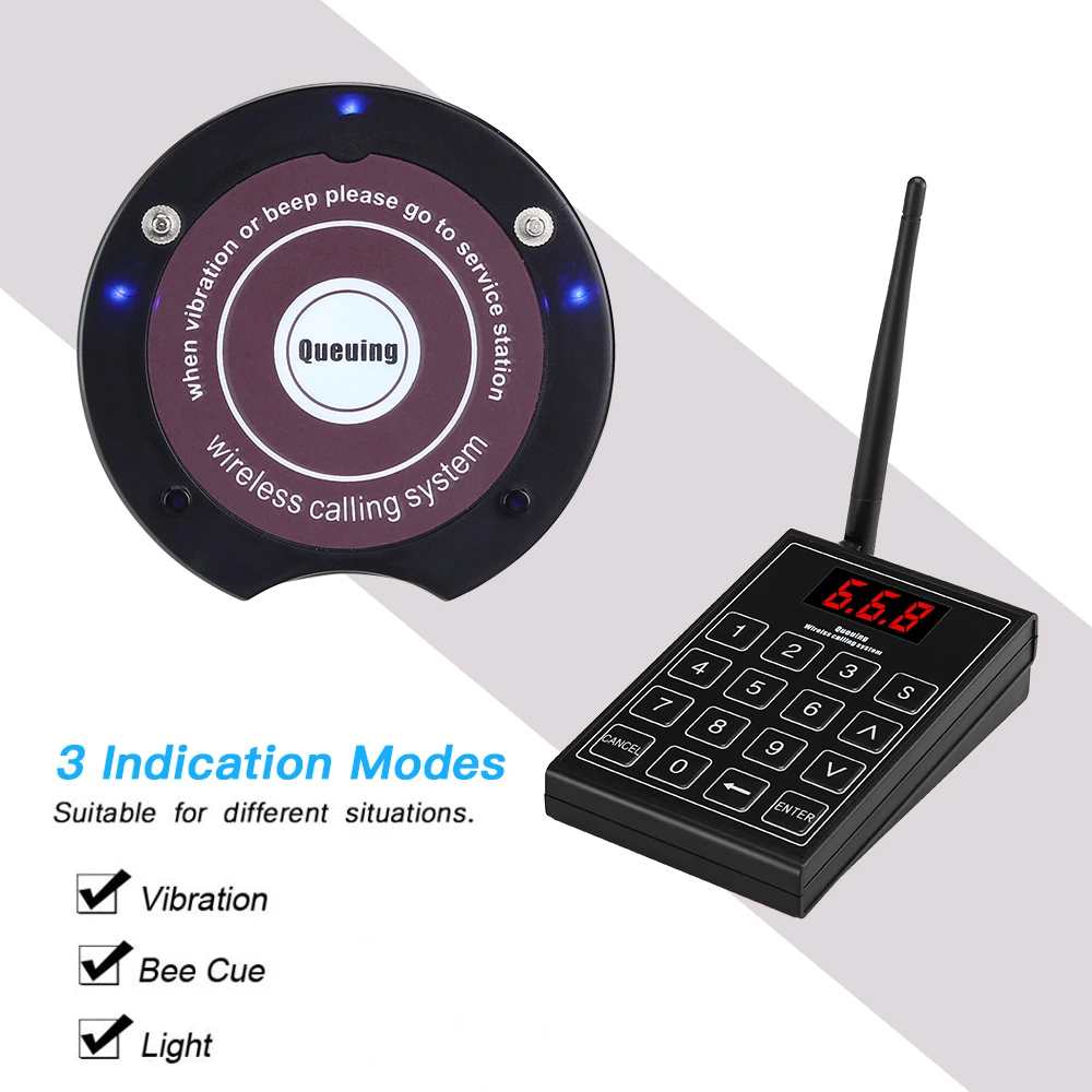 Imagem -04 - Sistema de Chamadas sem Fio Filas Transmissor Mais 10 Coaster Chamada Pagers Cafe Garçom Pager Su668s