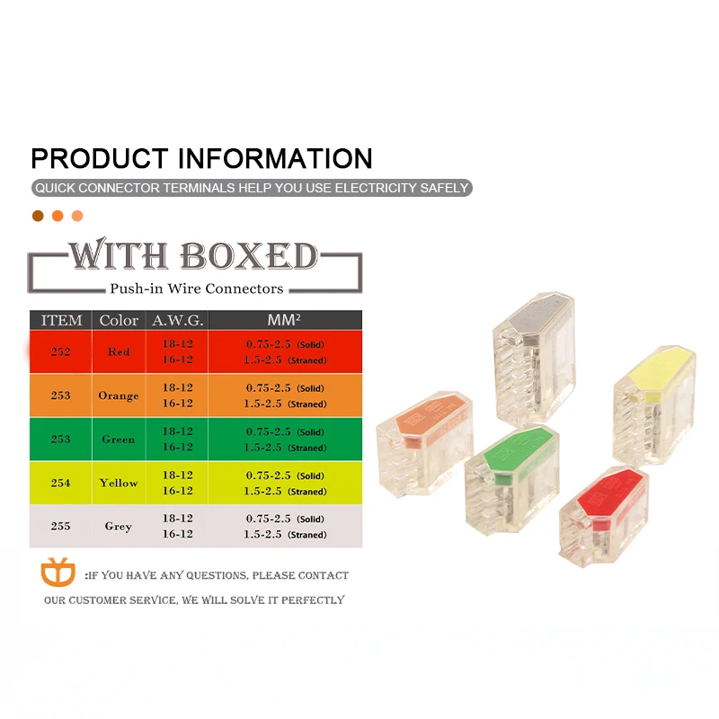 Boxed Quick Wire Connectors plug-in Spring Compact Junction Box 2/3/4/5 pin Conductor Home Cable Wiring Connector Terminal Block