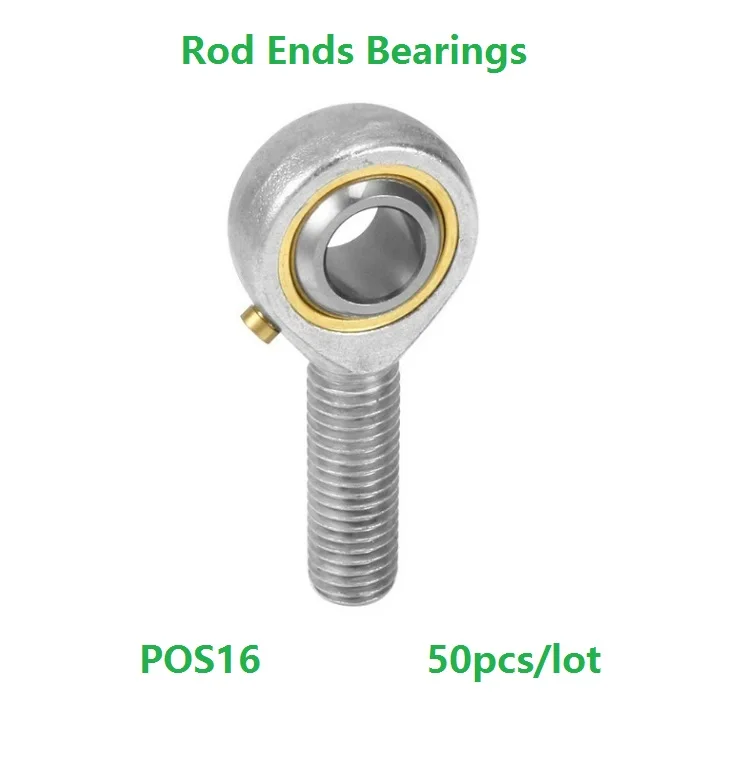 

50pcs/lot POS16 and Oil nozzle 16mm Rod End Joint Bearing Left/Right Male Ball Joint Metric Threaded For rod