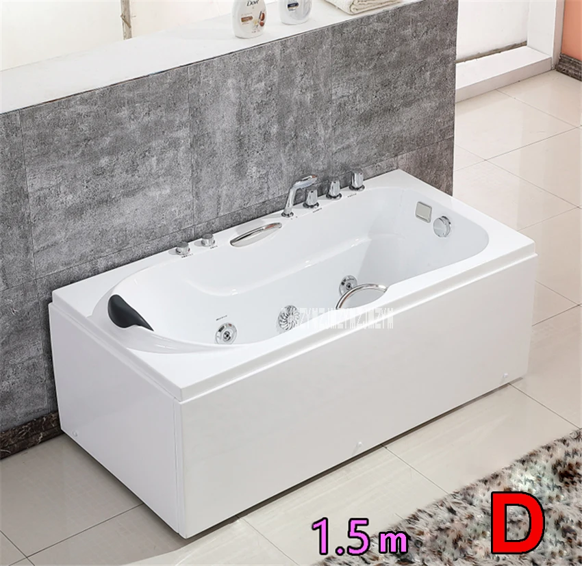 1.5 M Acrylic Bathtubs With Bath pillow and Faucet A1505 Freestanding Whirlpool Single Adult Bath tub Surfing Massage Bathtub