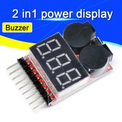 For 1S/2s/3s/4s/5s/6s/7s/8s Low Voltage Buzzer Alarm Lipo Battery Voltage Indicator Tester 3.7v 7.4v 11.1v