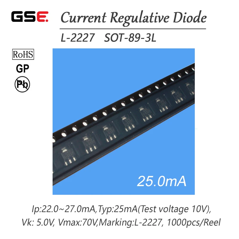 L-2227 25.0MA SMD  SOT-89-3L  CRD / CURRENT REGULATIVE DIODE  NEW 20PCS/LOT