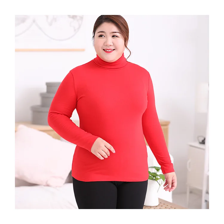 Super size women\'s fat MM high collar bottoming shirt 100 kg thermal underwear long-sleeved T-shirt ladies tight pajamas