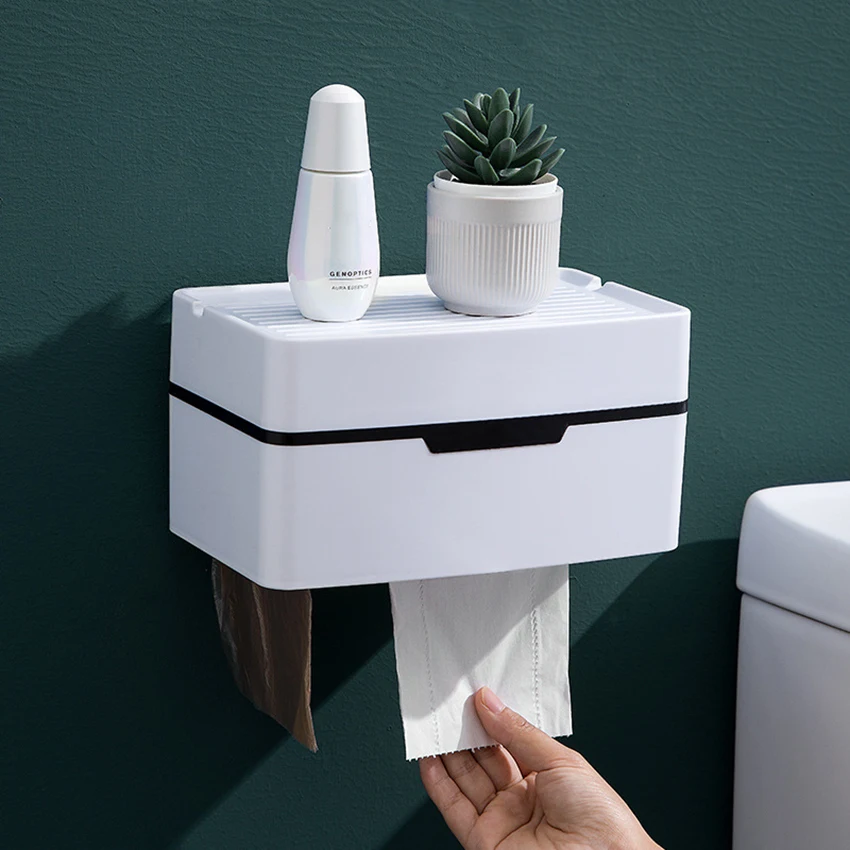 Wall Mount Paper Towel Dispenser, Storage Holder, Hold Tissue, Toilet Paper, Bathroom, Small Items