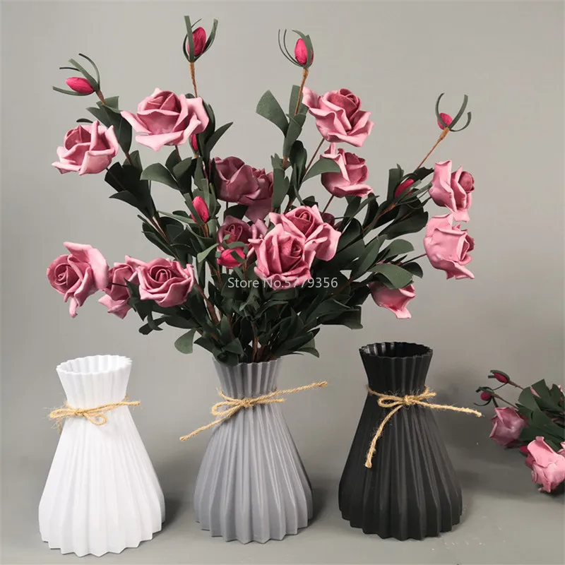 Modern Plastic Vases European Anti-ceramic Flower Vase Wedding Decorations Rattan-like Unbreakable Simplicity Basket Arrangement