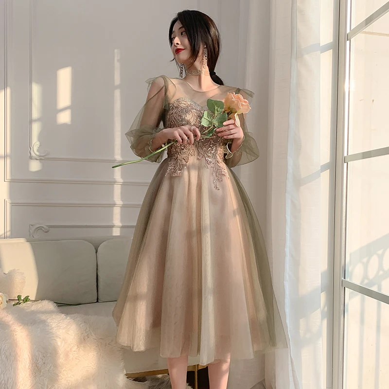 Vestido de dama de honra, elegante, feminino, slim, estilo vintage, com alça fina, festa de casamento