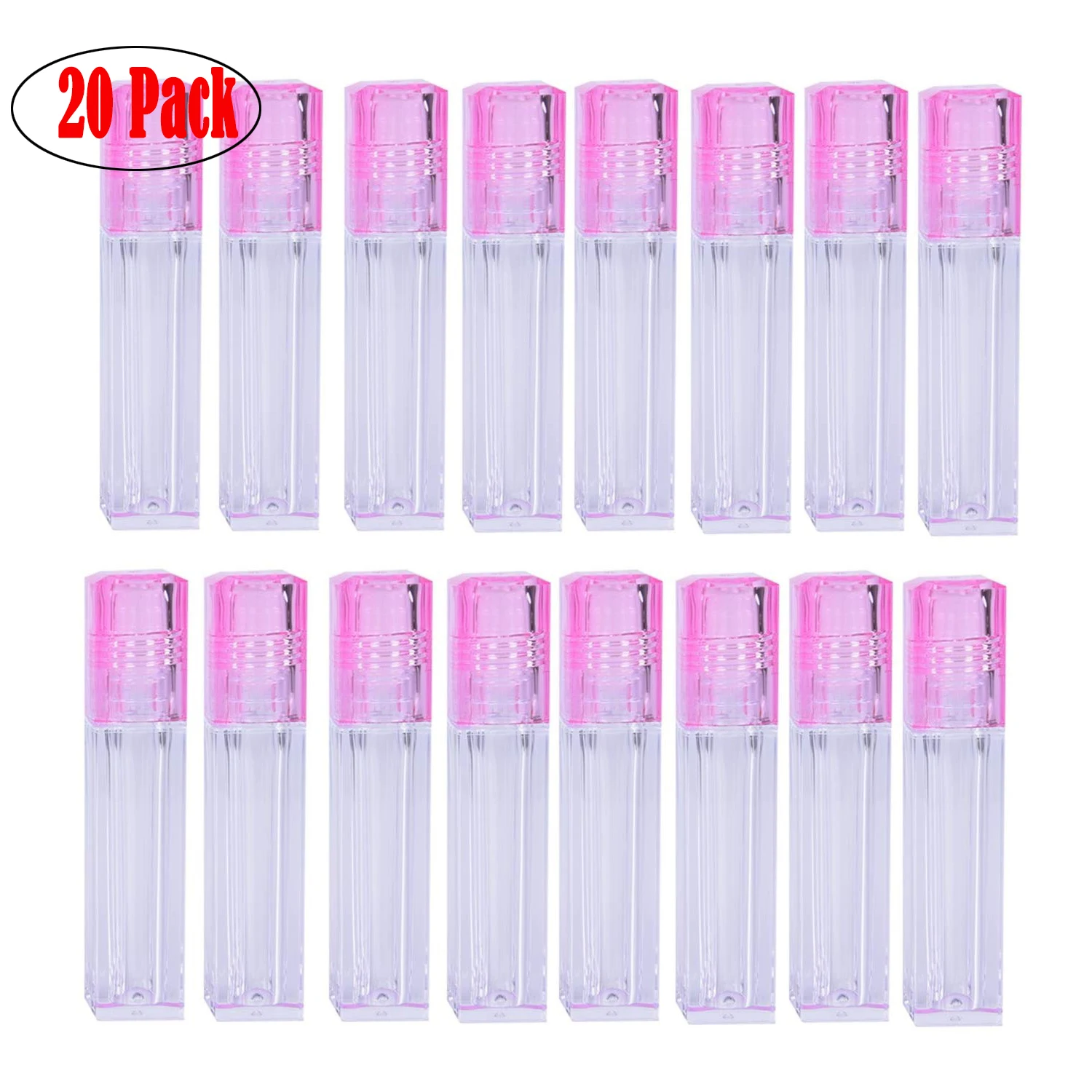

20 Pack 6.5ML Empty Roll On Bottle Lip Gloss Tube With Pink Cap Plastic Perfume Bottle Refillable Essential Oil Bottle