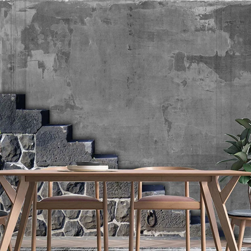 Custom Photo Mural Industrial Style Gray Cement Brick Wall Papers Home Decor Living Room Kitchen Restaurant Papel De Parede 3D