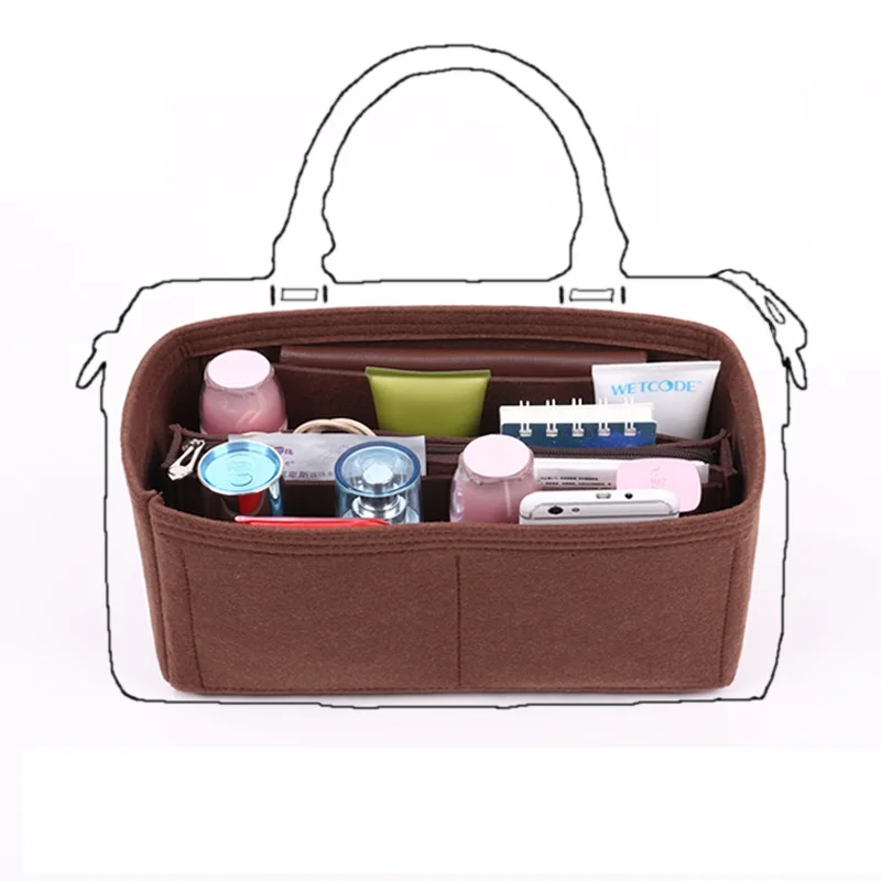 Felt Insert Bag Organizer For Speedy 25 30 35 Makeup Cosmetic Bags Travel Inner Purse Portable Handbag Storage Organizer