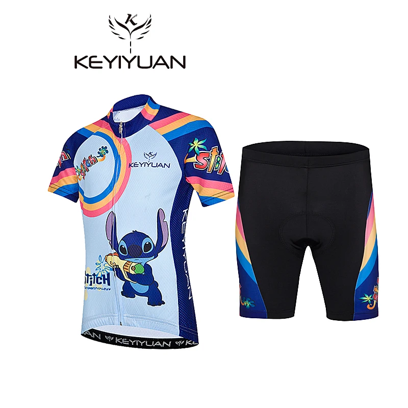 KEYIYUAN 2022 New Kids Short Sleeve Cycling Jersey Set Bike Shirt Children Breathable MTB Clothing Boys Girl Summer Bicycle Wear