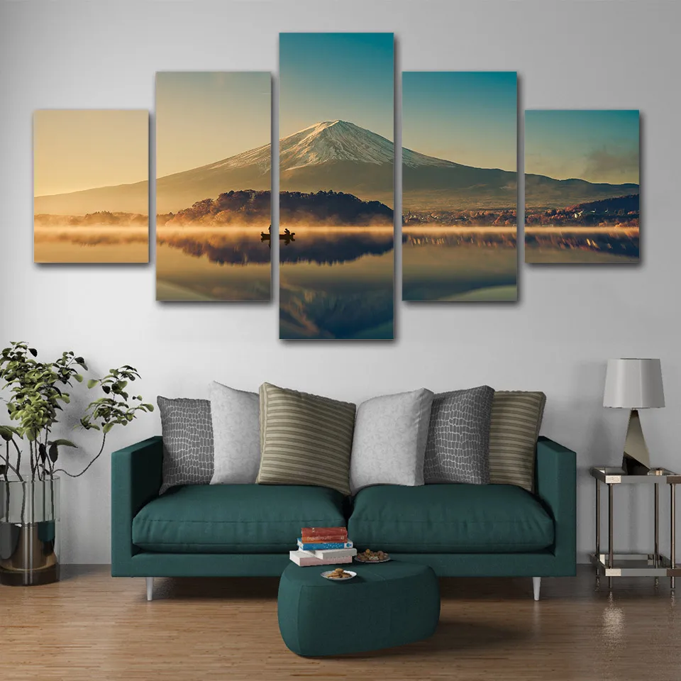 

5 Panel Lake View Mountain Scenery Pictures Wall Art Home Decor Posters Canvas HD Prints Oil Paintings Living Room Decoration