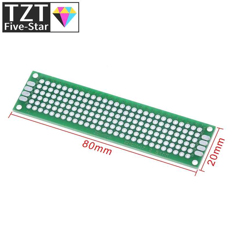 TZT 1/10pcs 2x8 Double Side Copper Prototype PCB Universal Board Experimental Development Plate Green