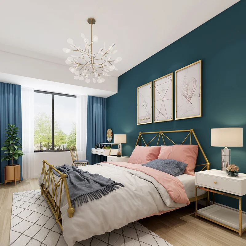 [กันน้ำและผ้ากันเปื้อน] Turquoise มะกอกสีเขียวสีน้ำเงินเข้มสีเขียววอลล์เปเปอร์โมเดิร์นเรียบง่าย Non-ทอผ้าไหมวอลล์เปเปอร์ป่าธรรมดา