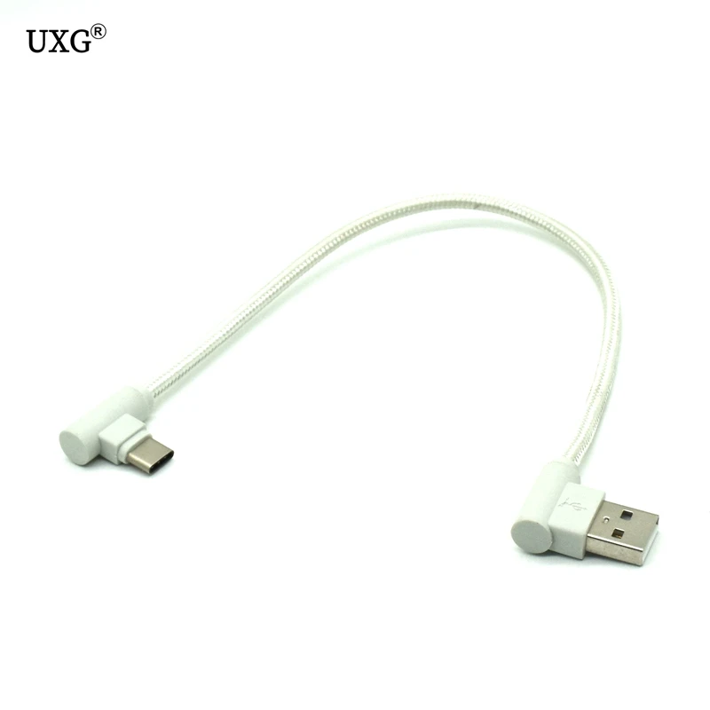 20 cm/0.2 m krótki 90 stopni rodzaj usb C kabel ładowania L kształt USB-C telefon ładowarka Cabel dla Samsung A3 A5 A7 2017 Huawei P20 Pro