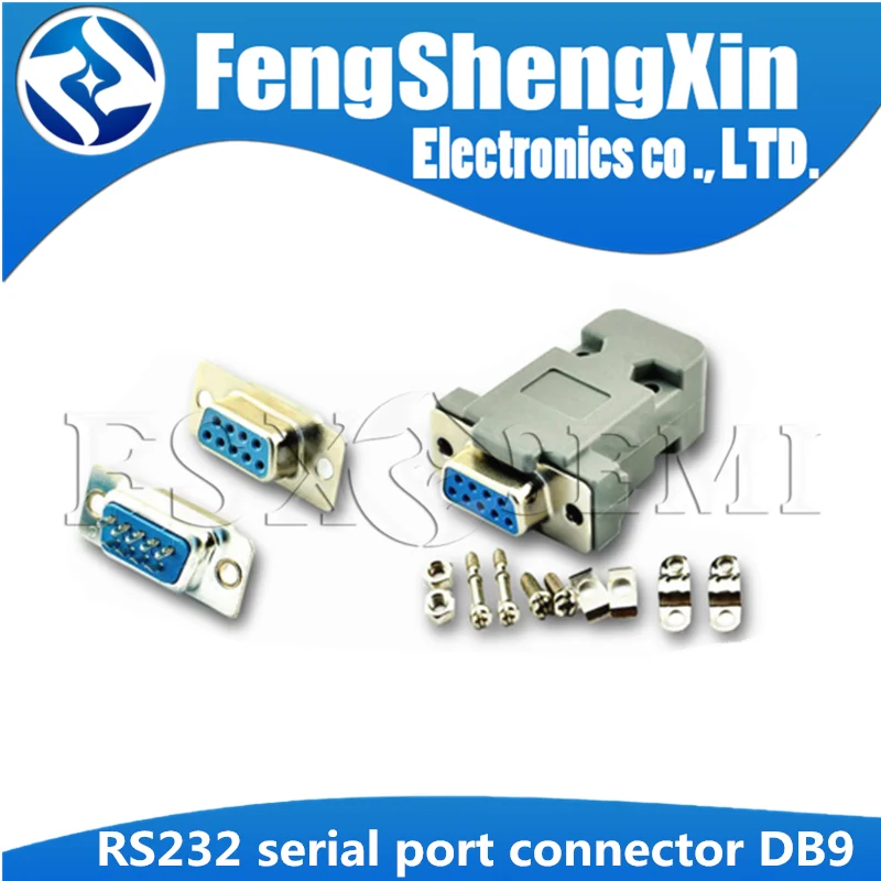 RS232 serial port connector DB9 female socket Plug connector 9 Pin copper RS232 COM adapter with Plastic Case DIY